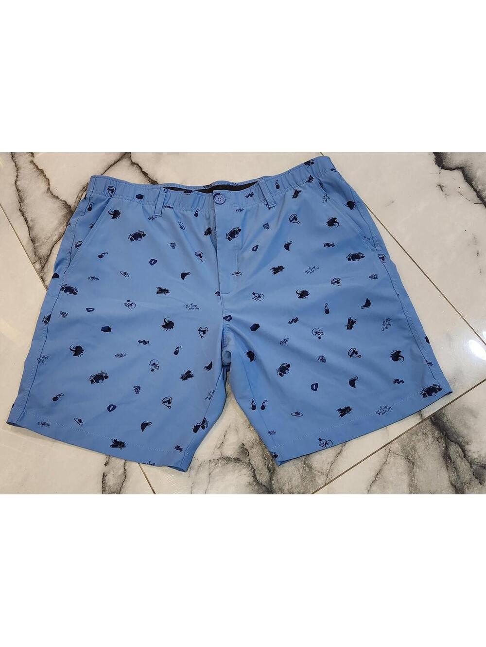 Under Armour UA Drive Performance Printed Golf AOP Stretch Shorts Men's 42 Blue